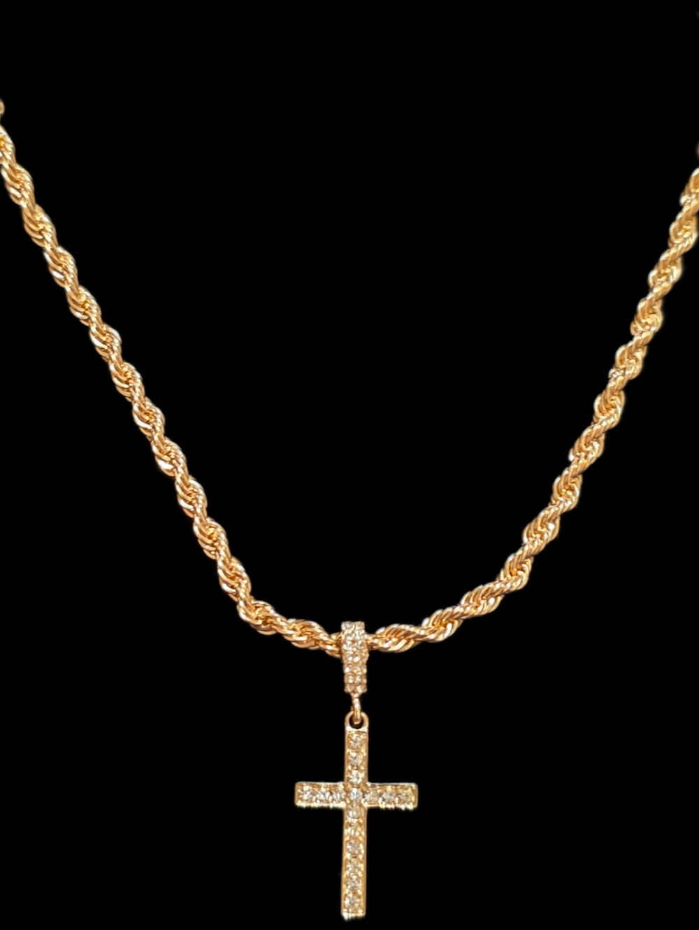 Rope Chain Cross Pendant Necklace